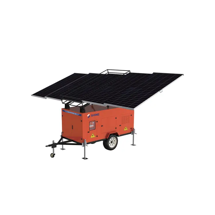 عکس اصلی ایستگاه برق خورشیدی پرتابل مدل PMHPS10KW برند PTT solar تک فاز